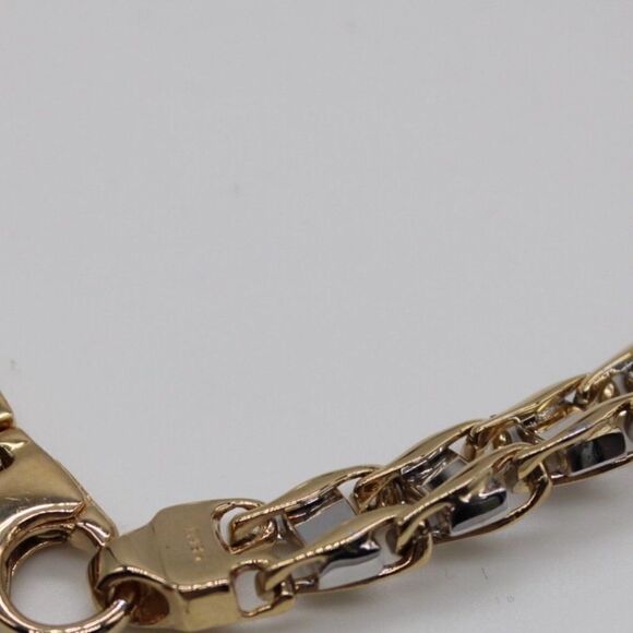 14K Two-Tone 8.5" Fancy Link Men’s Bracelet – 7.5mm, 34.1g, Hand-Polished - Picture 12 of 16